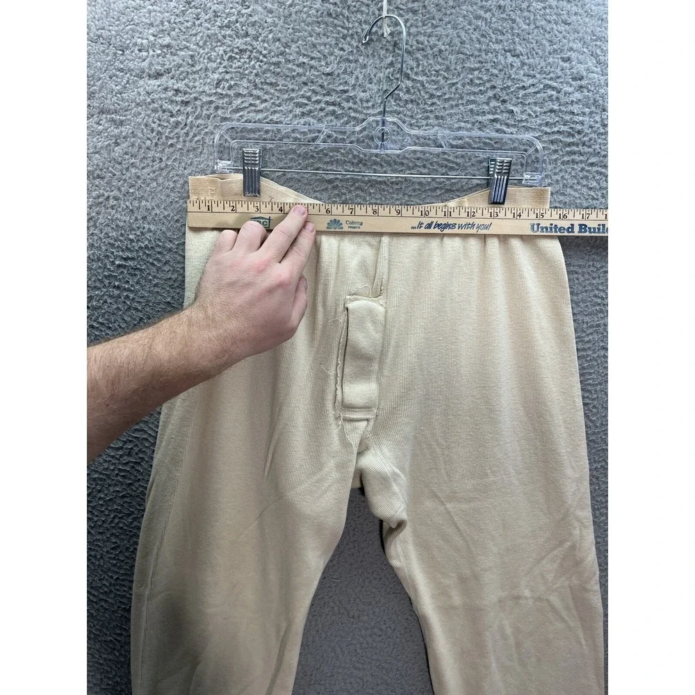 Vintage Military Long Johns‎ Mens 34x26 Tan Wool Blend Thermals Army 1950s *
